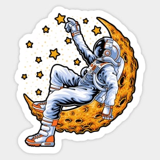 Astronaut Lying Moon - Hand Drawn Sticker